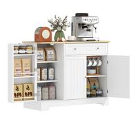 HOMCOM Mobile Buffet con Cassetto, Ripiani Regolabili, Ripiani Porta, Bianco