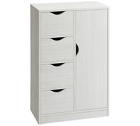 HOMCOM Mobile buffet contenitore moderno e pratico con 1 armadietto e 4 cassetti - Portabevande - per soggiorno, cucina, ingresso, sala da pranzo - Bianco