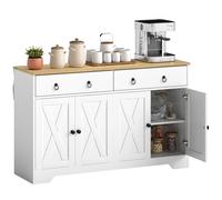 HOMCOM Mobile buffet da cucina in stile rustico con 2 cassetti e 2 ante con ripiani regolabili