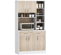 HOMCOM Mobile Buffet Dispensa Cucina 100L x 39P x 181.5Acm Bianco e Legno