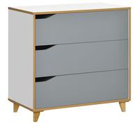 HOMCOM Mobile Cassettiera 3 Cassetti in Truciolato e MDF Bianco Grigio e Marrone