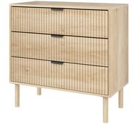 HOMCOM Cassettiera 3 Cassetti in Legno, Cassettiera per Camera da Letto, Comò Stile Nordico con Gambe in Legno di Pino per Ingresso, Soggiorno, Cameretta e Corridoio, 80x40x77.5 cm, Rovere