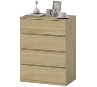 HOMCOM Mobile Cassettiera a 4/5 Cassetti in Truciolato Color Legno