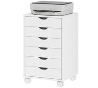 HOMCOM Mobile Cassettiera da Ufficio 6 Cassetti con 4 Ruote e Blocco Bianco