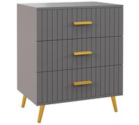 HOMCOM Mobile Cassettiera in Legno e Alluminio Oro e Grigio Scuro