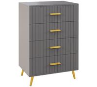 HOMCOM Mobile Cassettiera in Legno e Alluminio Oro e Grigio Scuro
