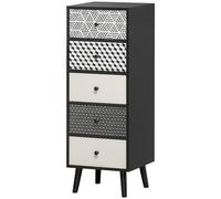 HOMCOM Mobile Cassettiera Moderno 5 Cassetti Arredamento Casa Nero e Grigio