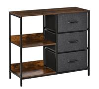 HOMCOM Cassettiera con 3 Cassetti Pieghevoli in Tessuto Ripiano MDF 80x29x71cm
