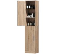 HOMCOM Mobile Colonna Bagno a 2 Armadietti con 6 Ripiani Regolabili Color Legno