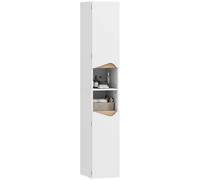 HOMCOM Mobile Colonna Bagno con 2 Ripiani Aperti e 2 Armadietti Bianco e Legno