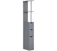 HOMCOM Mobile Colonna Bagno con Armadietto, Ripiani e Cassetti Grigio
