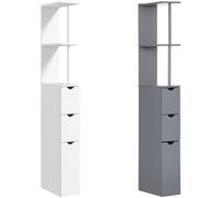 HOMCOM Mobile Colonna Bagno Salvaspazio con Armadietto, Ripiani, Cassetti