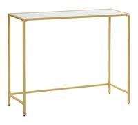 HOMCOM Mobile Consolle da Ingresso in Acciaio e Vetro Temperato, Tavolo Consolle con Piedini Regolabili per Salotto e Camera, 100x35.5x80cm, Bianco e Oro
