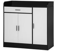 HOMCOM Mobiletto da Cucina Moderno in MDF con 2 Armadietti, 1 Cassetto e Ripiani Regolabili, 90x40x90 cm, Bianco e Nero