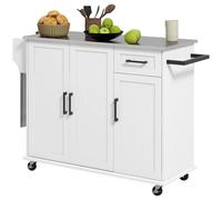 HOMCOM Mobile Contenitore a 5 Rotelle in MDF e Acciaio Inox con Maniglia