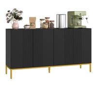 HOMCOM Mobile contenitore a buffet design contemporaneo grafica 2 armadi ante ripiani regolabili in legno nero metallo dorato