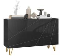 HOMCOM Mobile Contenitore con 2 Armadietti e Ripiano Regolabile a 3 Livelli, Credenza Moderna con Gambe in Metallo, 120x40x75 cm, Nero e Oro