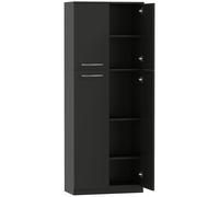 HOMCOM Mobile Contenitore Minimal con 2 Armadietti e Mensole Regolabili, in Legno Nero, 59x31x155 cm Aosom Italy