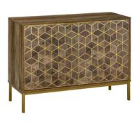 HOMCOM Mobile Credenza da Ingresso Moderno con Decori Dorati e Gambe in Acciaio