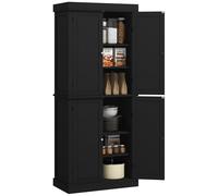 HOMCOM Mobile Cucina Alto con 6 Ripiani Regolabili e 2 Ante in Legno Bianco