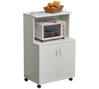 HOMCOM Mobile cucina, armadietto microonde, ruote bloccabili, bianco | Moderno carrello per microonde, sideboard, ripiano, soggiorno, sala da pranzo