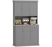 HOMCOM Mobile Cucina in Legno con Armadietti e Cassetto, Credenza Stile Country con Mensole Regolabili, 101x39x180cm, Bianco
