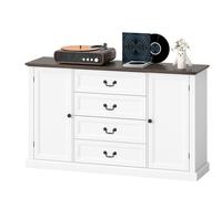 HOMCOM Mobile Cucina Stile Vintage con 4 Cassetti e 2 Armadietti Legno Bianco