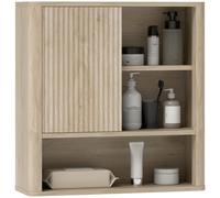 Homcom Mobile da bagno a parete con anta scorrevole 5 scomparti e ripiani regolabili 60X20X62 cm Bianco