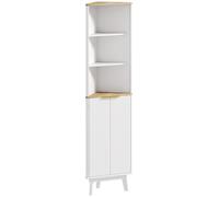HOMCOM Mobile da bagno alto, mobile da bagno sottile con ante e ripiani regolabili, mobile da indipendente con design a profilo curvo, bianco