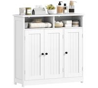 HOMCOM Mobile da bagno, armadio da bagno stretto con 3 ante, 2 scomparti aperti, ripiano regolabile, per soggiorno, cucina, 85x30x85 cm, bianco