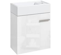HOMCOM Mobile da bagno con lavabo a parete, anta e Soft Close, design moderno 40x23x50 cm Bianco lucido