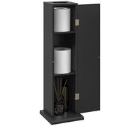 HOMCOM Mobile da bagno con portarotolo, 3 livelli + uscita carta, portarotolo, salvaspazio, per piccoli spazi, nero