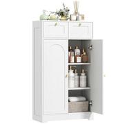 HOMCOM Mobile da bagno, mobile con 2 cassetti, doppia anta ad arco e ripiani regolabili, armadio da bagno, soggiorno, camera da letto, 60 x 30 x 108 cm, bianco