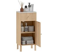 HOMCOM Mobile da bagno, mobile con ripiano effetto marmo e porta scanalata, cassetto e ripiano regolabile, armadio bagno, soggiorno, camera da letto, 36 x 30 x 80 cm, rovere