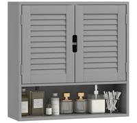 HOMCOM Mobile da bagno, mobile contenitore a parete con ripiani regolabili e ante con chiusura ammortizzata, armadio da bagno per bagno, soggiorno, 60 x 20 x 60 cm, grigio