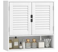 HOMCOM Mobile da bagno, mobile contenitore a parete con ripiani regolabili e ante con chiusura ammortizzata, armadio da bagno per bagno, soggiorno, 60 x 20 x 60 cm, bianco