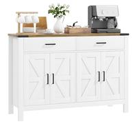 HOMCOM Mobile da cucina a buffet stile rurale 2 cassetti e 2 armadi con ripiani regolabili, per cucina, sala da pranzo, soggiorno, 120 x 39,3 x 82,5 cm, bianco