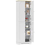 Homcom Armadio da cucina Mobili da cucina ausiliari con 4 ante e ripiani regolabili per sala da pranzo Soggiorno 60X30X183 cm Bianco