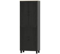 HOMCOM Credenza Cucina Alta, Mobile Dispensa con 4 Ante, 2 Armadietti, 5 Ripiani Regolabili, Mobile Cucina Moderno per Sala da Pranzo Soggiorno, 60x30x170.5 cm, Nero