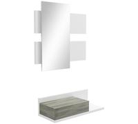 HOMCOM Mobile da Ingresso 2 in 1 con Specchio 75x3.5x75 cm Grigio e Bianco