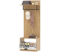 HOMCOM Mobile da Ingresso con Panca Scarpiera e Appendiabiti Rovere e Bianco