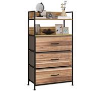 HOMCOM Mobile da inserimento stile industriale comoda 3 cassetti in tessuto rimovibili e 2 ripiani - 60 x 29 x 101cm - MDF e metallo