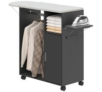 HOMCOM Mobile da Stiro in Truciolato e Spugna con Ripiani e Guida Nero