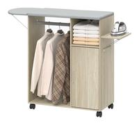 HOMCOM Mobile da Stiro in Truciolato e Spugna con Ripiani e Guida Nero