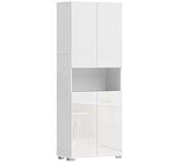 HOMCOM Mobile Dispensa Alta 180cm con Ante Soft-Close, Bianco Lucido