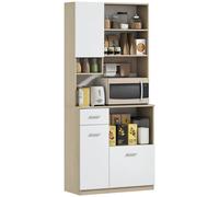 HOMCOM Mobile Dispensa con Cassetto, 3 Armadietti e 4 Ripiani Aperti Bianco