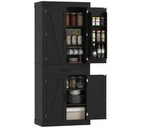 HOMCOM Mobile Dispensa Cucina Country con Armadietti, Ripiani e Cassetto Nero