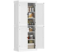HomCom Mobile cucina alto Dispensa – 2 ante, 6 ripiani regolabili in legno, 76x40.5x184 cm, Bianco