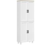 HOMCOM Mobile Dispensa da Cucina con 5 Ripiani Regolabili Bianco e color Legno