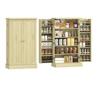 HOMCOM Mobile Dispensa da Cucina con Ripiani Regolabili, 104 cm, Naturale